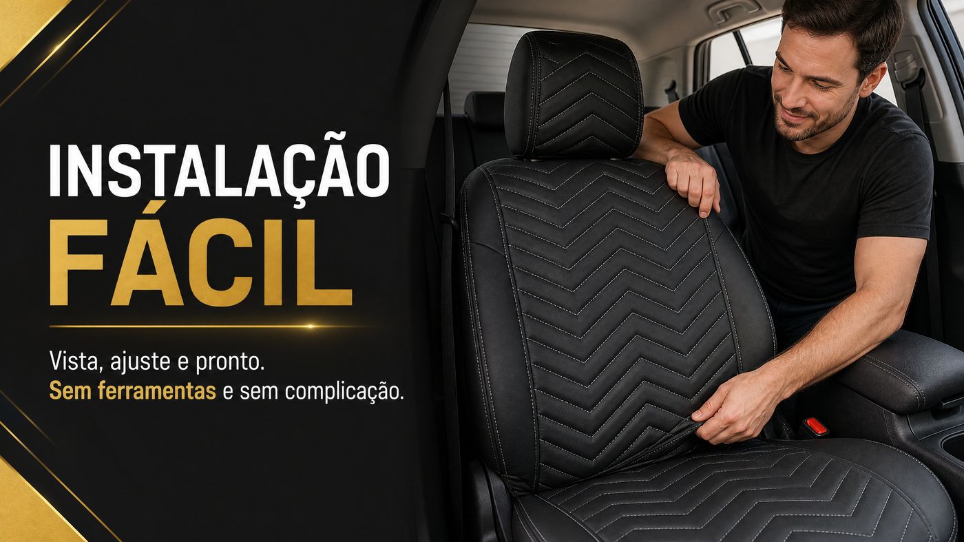 Instalação fácil da capa automotiva no banco dianteiro